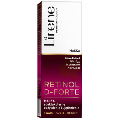 Lirene, Retinol D-Forte, maska spektakularne odżywienie i ujędrnienie do twarzy szyi i dekoltu 50+, 50 ml Lirene
