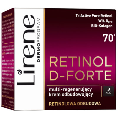 Lirene, Retinol D-Forte, multi-regenerujący krem odbudowujący na noc 70+, 50 ml Lirene