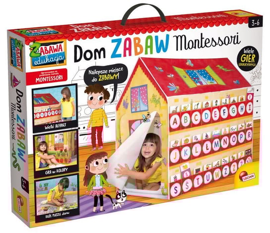 Lisciani, Dom zabaw Montessori, zestaw gier, puzzle, karty, domek, 88782 Lisciani