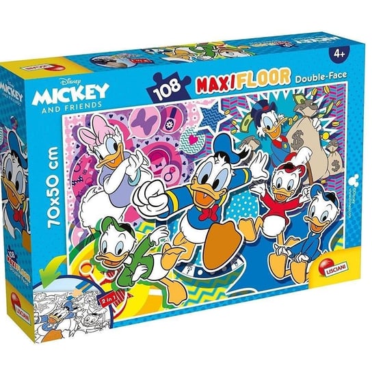 Lisciani, puzzle, Disney, Kaczor Donald, dwustronne Maxi, 108 el. Lisciani