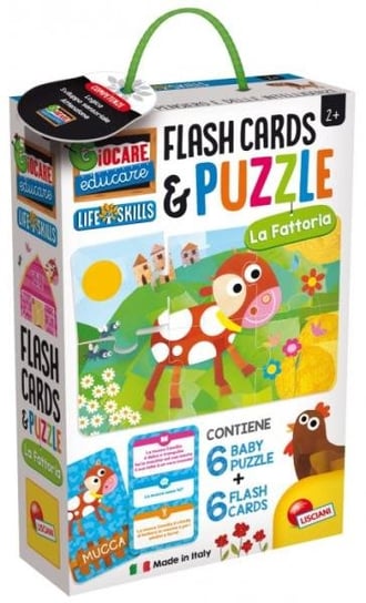 Lisciani, puzzle, zestaw edukacyjny puzzle i Flashcards Farma, 6 el. Lisciani