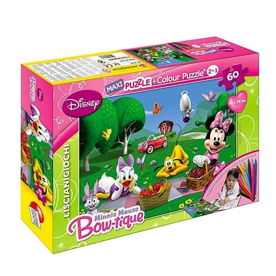 Liscianigiochi Maxi Puzzle dwustronne 39760 - Myszki Minnie, 60el. Disney