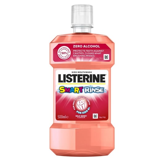Listerine, Smart Rinse Płyn Do Płukania Jamy Ustnej Dla Dzieci Berry, 500ml Listerine