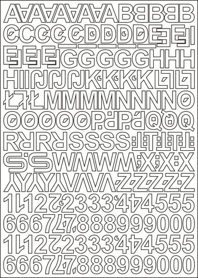 Litery i cyfry samoprzylepne białe 4cm arkusz 250 znaków Naklejkolandia