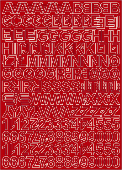 Litery i cyfry samoprzylepne czerwone 3cm arkusz 250 znaków Naklejkolandia