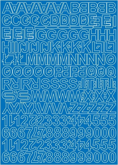 Litery i cyfry samoprzylepne niebieskie 2cm arkusz 250 znaków Naklejkolandia