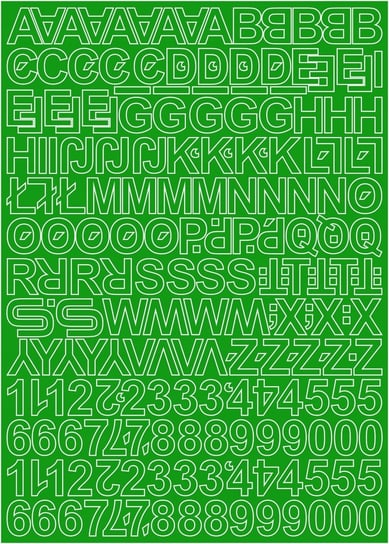 Litery i cyfry samoprzylepne zielone 1,5cm arkusz 250 znaków Naklejkolandia