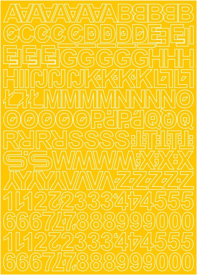 Litery i cyfry samoprzylepne żółte 1cm arkusz 250 znaków Naklejkolandia