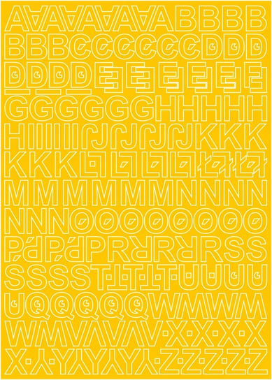 Litery Samoprzylepne 1Cm Żółte Mat Arkusz 225 Znaków Naklejkolandia