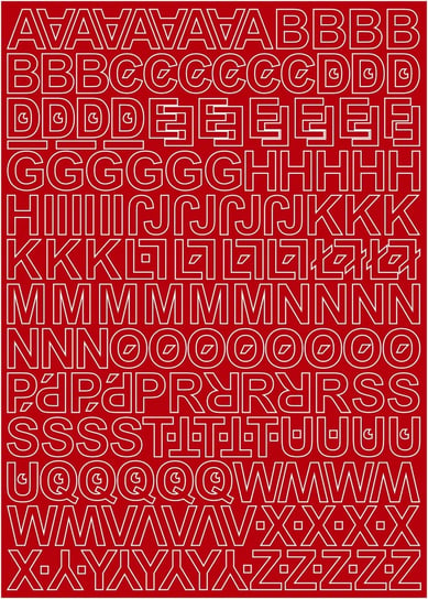 Litery samoprzylepne 3cm czerwone mat arkusz 225 znaków Naklejkolandia
