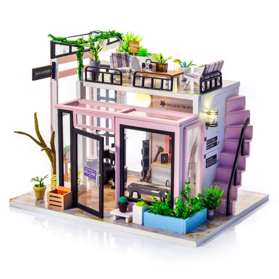 LITTLE STORY Składany Drewniany Model Puzzle 3D DIY Music Shop Little Story
