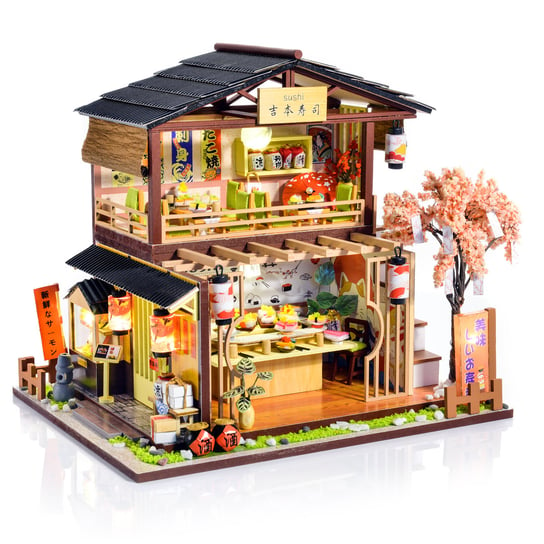 LITTLE STORY Składany Drewniany Model Puzzle 3D DIY Sushi House Little Story