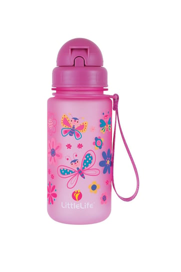 LITTLELIFE, Bidon, Water Bottle, Butterflies, różowy, 400 ml LittleLife