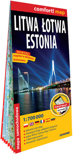Litwa Łotwa Estonia. Mapa samochodowa 1:700 000 Opracowanie zbiorowe