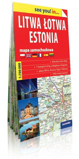 Litwa, Łotwa, Estonia. Mapa samochodowa 1:700 000 Expressmap Polska Sp. z o.o.