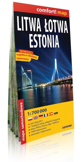 Litwa, Łotwa i Estonia. Mapa samochodowa 1:700 000 Expressmap Polska Sp. z o.o.