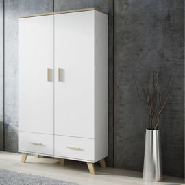 Livorno szafa 2+2 w stylu skandynawskim, biały, 110x190x55 cm High Glossy Furniture