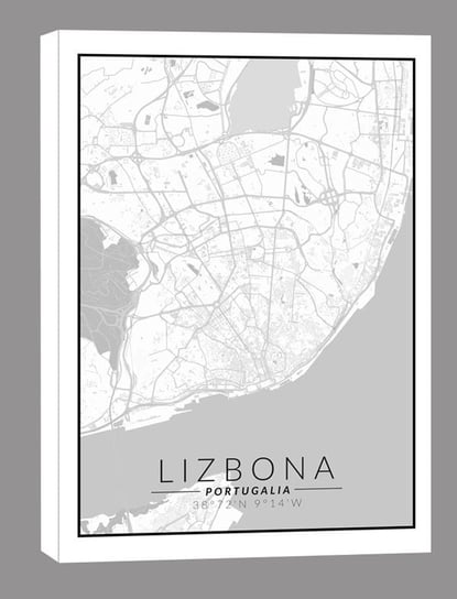 Lizbona mapa czarno biała - obraz na płótnie 60x80 cm Inna marka