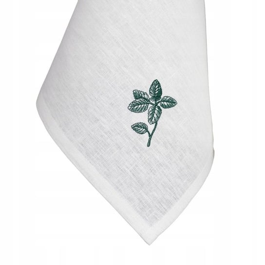 Lniana biała ścierka kuchenna z ziołowym haftem 45x70 PZH SZYJEMYKOLOREM