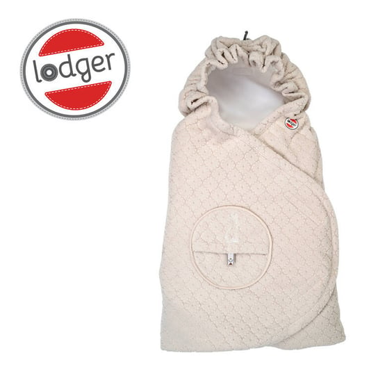 Lodger, Polarowy wielofunkcyjny otulacz kocyk do fotelika samochodowego Fleece Birch, jasnobeżowy Lodger