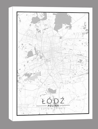 Łódź mapa czarno biała - obraz na płótnie 70x100 cm Inna marka