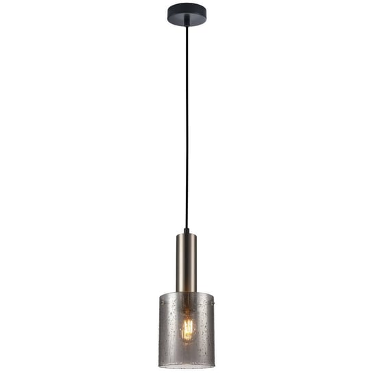 Loft LAMPA wisząca SARDO RAIN PND-5581-1-SC+RNSG Italux szklana OPRAWA okrągły ZWIS z kropelkami deszczu przydymiony ITALUX