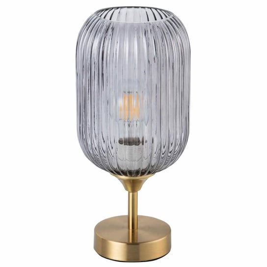 Loftowa LAMPA biurkowa SUFFOLK 318886 Polux szklana LAMPKA plisowana tuba stołowa sypialniana przydymiona POLUX