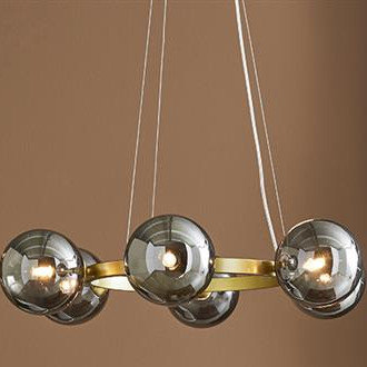 Loftowa LAMPA wisząca CIRCLE 108050 Markslojd metalowa OPRAWA modernistyczny ZWIS szklane kule złote przydymione Markslojd