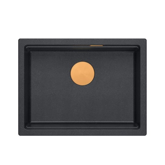 LOGAN 100 GraniteQ zlewozmywak black diamond 59,5x45,1x21,5 cm 1-komorowy wpuszczany z syfonem manualnym miedziany Inna marka