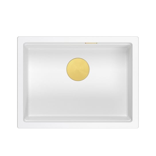 LOGAN 100 GraniteQ zlewozmywak snow white 59,5x45,1x21,5 cm 1-komorowy wpuszczany z syfonem manualnym złoty Inna marka