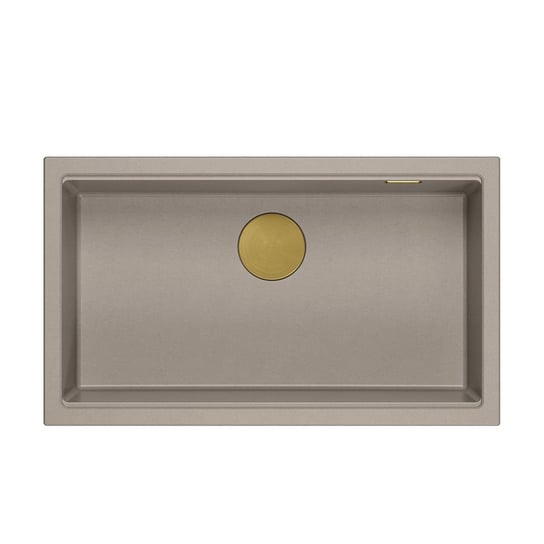 LOGAN 110 GraniteQ zlewozmywak soft taupe 76x44x23,5 cm 1-komorowy podwieszany z syfonem manualnym złoty Inna marka