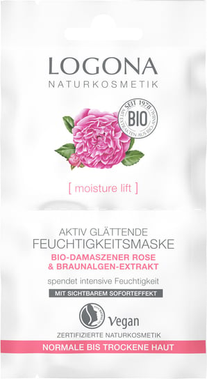 Logona Moisture Lift, Aktywnie Wygładzająca Maska Nawilżająca Z Organiczną Różą Damasceńską, 15ml Logona