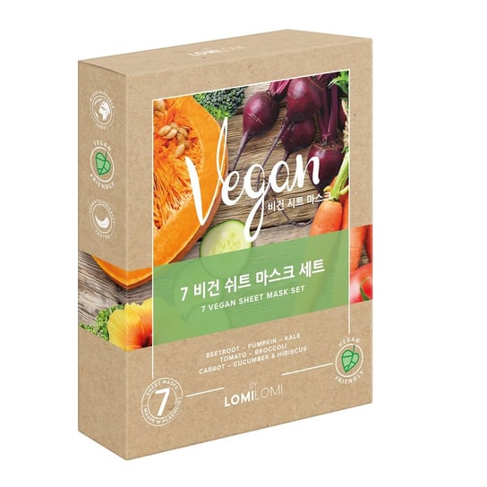 LOMI LOMI, 7 Vegan Sheet Mask Set zestaw vegańskich maseczek w płachcie 7szt. Lomi Lomi
