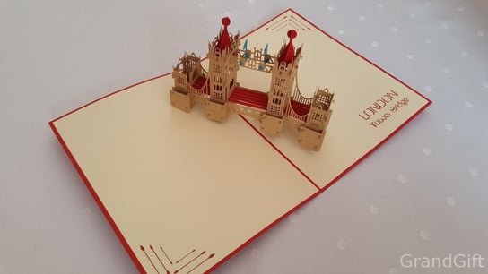 Londyński Tower Bridge Czerwona Kartka 3d Pamiątka GrandGift