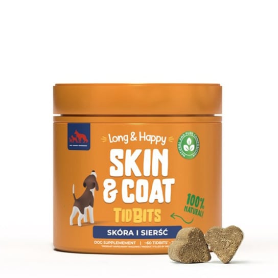 Long & Happy TidBit Skin & Coat suplement diety na skórę i sierść dla psów 180g Inna marka