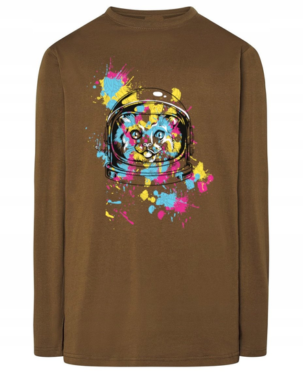Longsleeve kolorowy nadruk KOT ASTRONAUTA r.L Inna marka