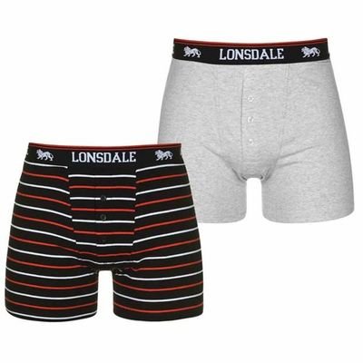 Lonsdale 2 sztuki, bokserki męskie, szare / czarne w paski, Rozmiar S Lonsdale