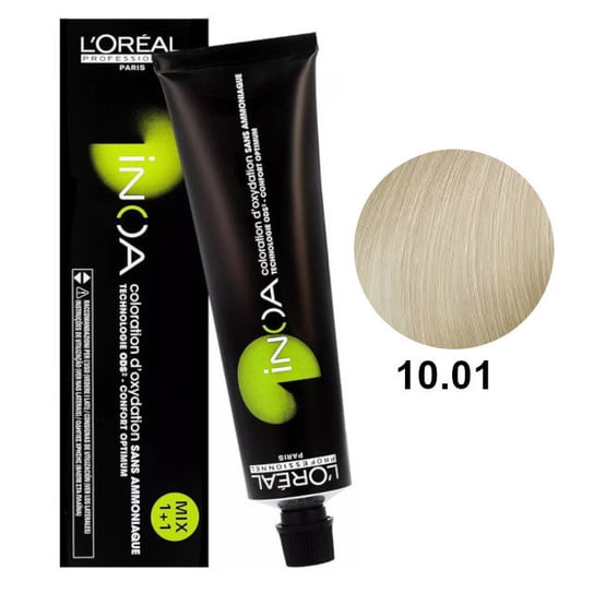 Loreal Inoa 10.01, Bezamoniakowa trwała farba do włosów - kolor 10.01 bardzo bardzo jasny blond naturalny popielaty, 60 g L'Oréal Professionnel