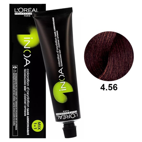 Loreal Inoa 4.56, Bezamoniakowa trwała farba do włosów - kolor 4.56 brąz mahoniowo-czerwony, 60 g L'Oréal Professionnel