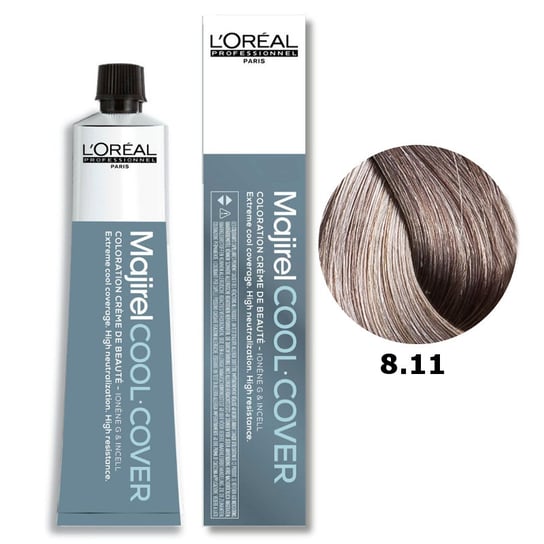 Loreal Majirel Cool Cover, Trwała farba do włosów o chłodnych odcieniach - kolor 8.11 jasny blond popielaty głęboki, 50 ml L'Oréal Professionnel