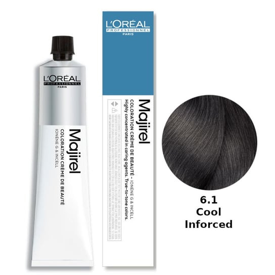 Loreal Majirel Cool Inforced, Ochładzająca kolor trwała farba do włosów - kolor 6.1, 50 ml L'Oréal Professionnel