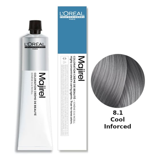 Loreal Majirel Cool Inforced, Ochładzająca kolor trwała farba do włosów - kolor 8.1, 50 ml L'Oréal Professionnel