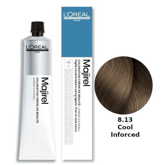 Loreal Majirel Cool Inforced, Ochładzająca kolor trwała farba do włosów - kolor 8.13, 50 ml L'Oréal Professionnel