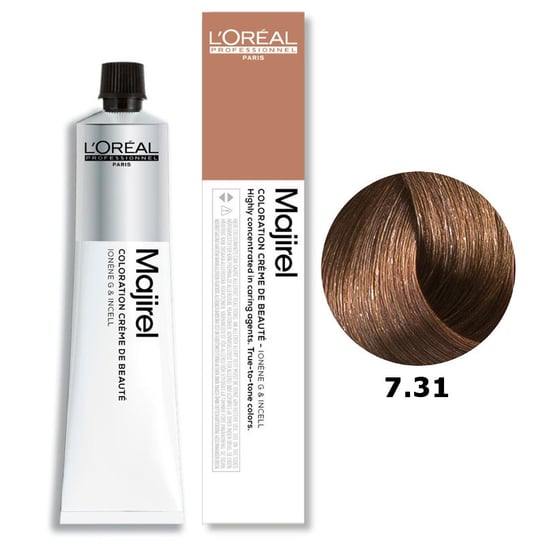 Loreal Majirel, Trwała farba do włosów - kolor 7.31 blond złocisto-popielaty, 50 ml L'Oréal Professionnel