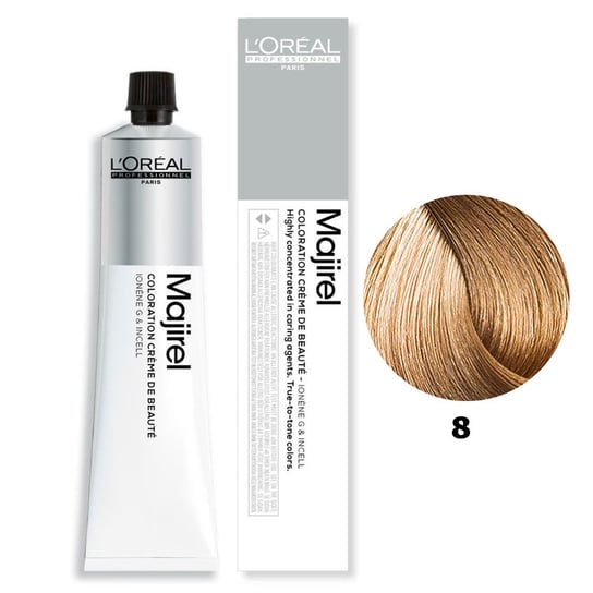 Loreal Majirel, Trwała farba do włosów - kolor 8 jasny blond, 50 ml L'Oréal Professionnel