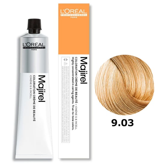 Loreal Majirel, Trwała farba do włosów - kolor 9.03 bardzo jasny blond złocisto naturalny, 50 ml L'Oréal Professionnel