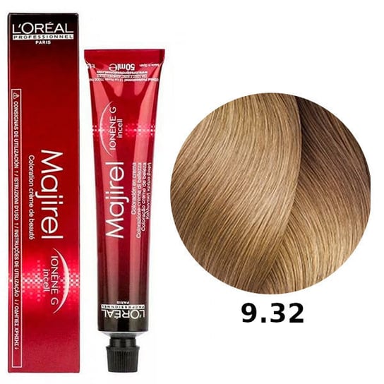 Loreal Majirel, Trwała farba do włosów - kolor 9.32 bardzo jasny blond złocisto-opalizujący, 50 ml L'Oréal Professionnel