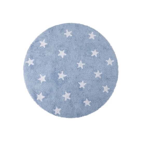 Lorena Canals, Dywan okrągły, Błękitny w białe gwiazdki, 140x140 cm Lorena Canals