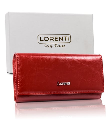 Lorenti duży czerwony portfel damski skóra RFID Lorenti