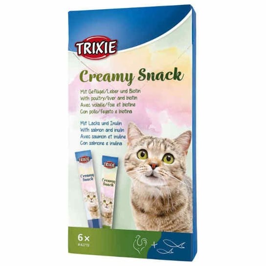 Łosoś, drób i wątróbka dla kota TRIXIE Creamy Snack, 6x15 g Trixie